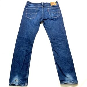 THRASHED Levi's 513 Slim Straight Jeans Mens 33x30 Blue Denim Mid-Rise Zip Fly